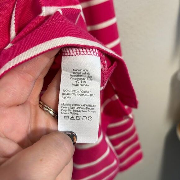 NEW J Crew Striped Side Button Shirt XL Pink Boatneck Long Sleeve Nautical NWT - Picture 8 of 8